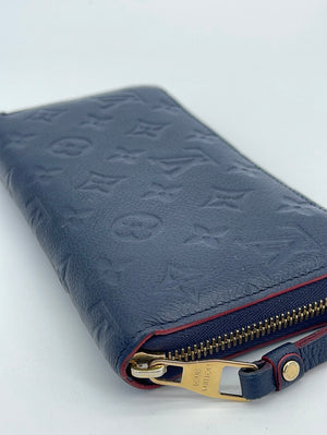 Louis Vuitton Monogram Empreinte Zippy Wallet Round Zip Long Marine Rouge