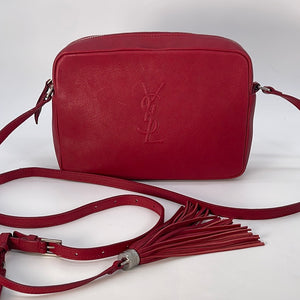 Saint Laurent Tassel Camera Crossbody Bag Red in Leather with