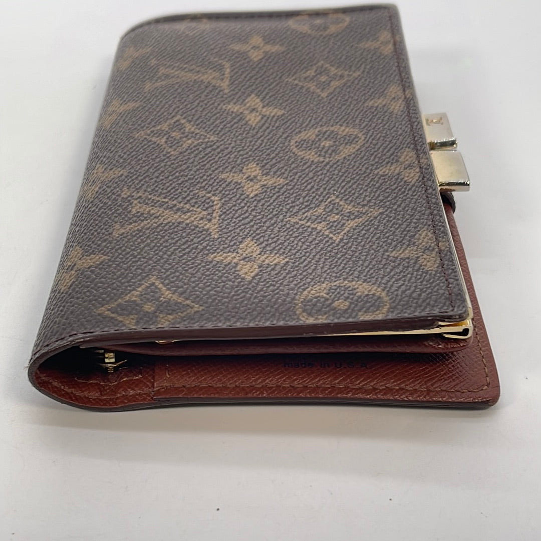 Louis Vuitton Gold Green Distressed Leather Long Cash Envelope Zip Wallet