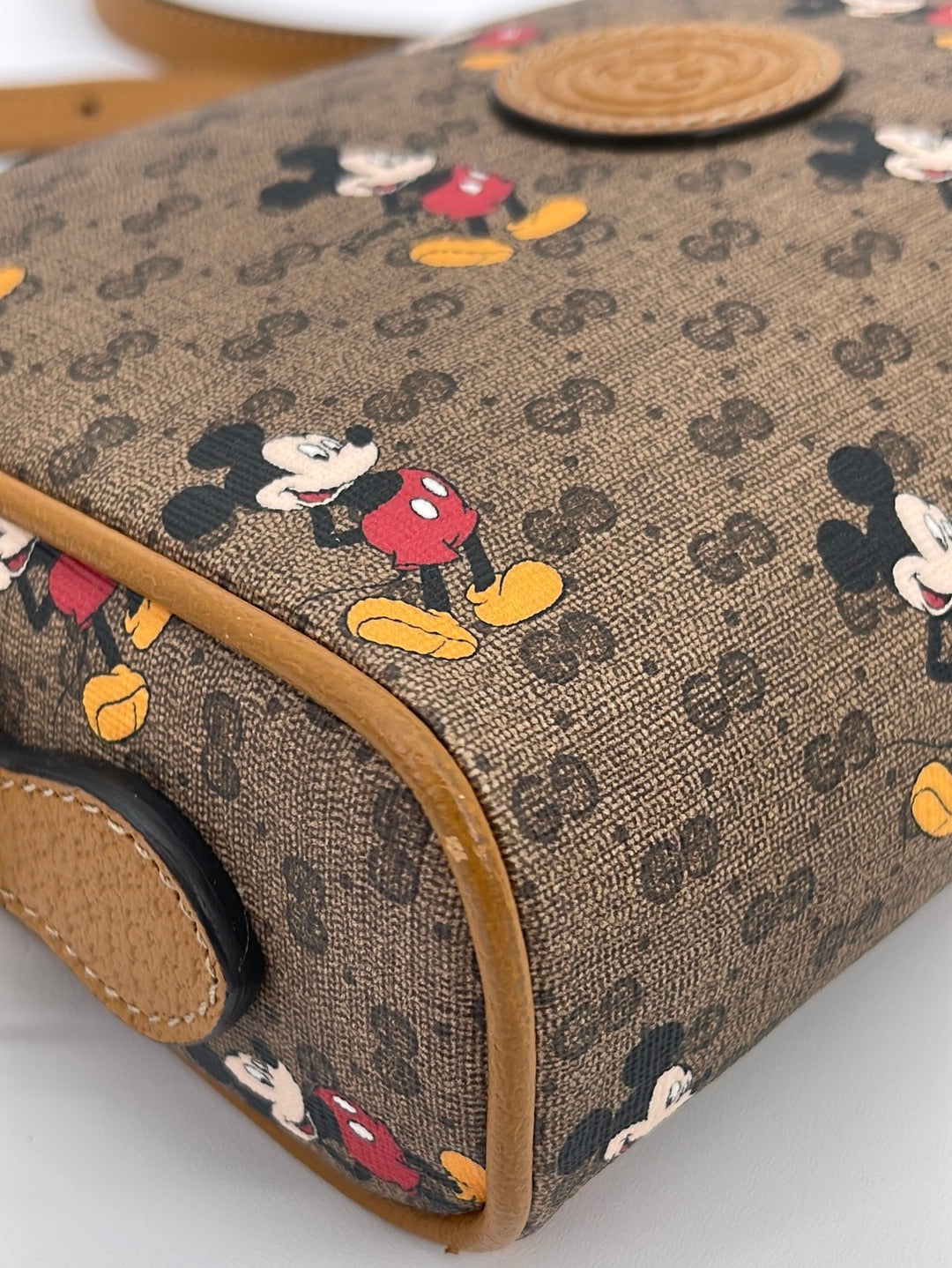 Gucci Disney Mickey Mouse Bucket Bag Printed Mini Gg Coated Canvas